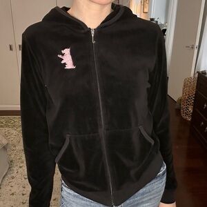 Black Hooded Juicy Couture Zip-Up Jacket